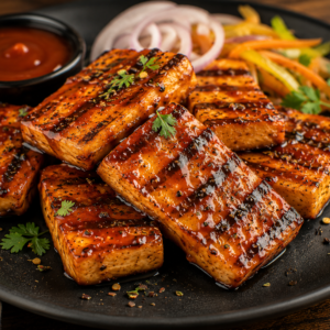 Grilled Cottage Cheese in Barbeque Sauce